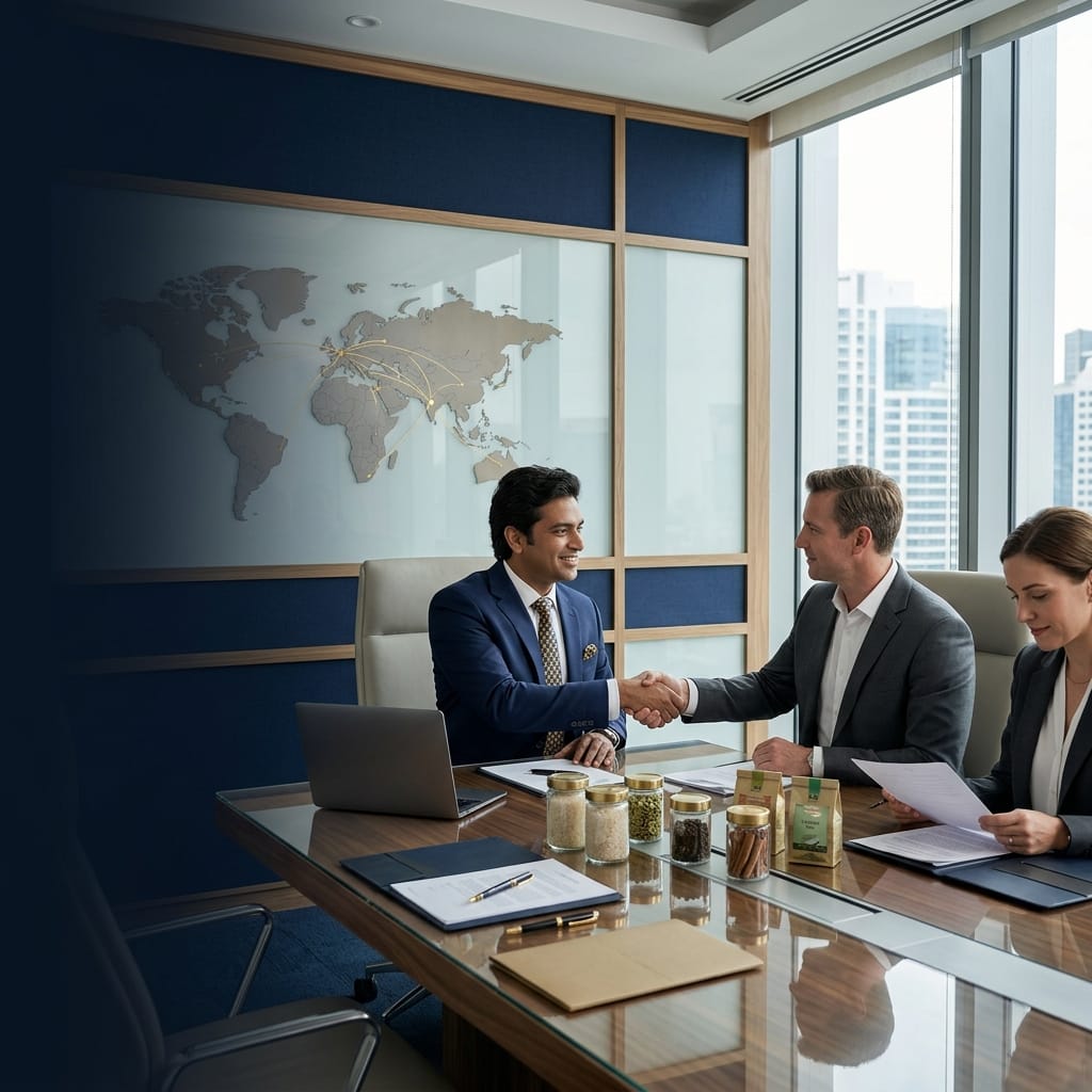 International export partnership meeting with global buyers